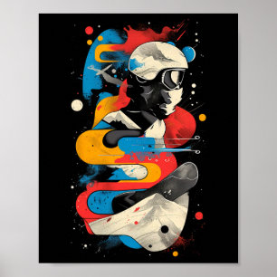 Artsy Snowboarder op Abstracte Mannen Vrouwen Snow Poster
