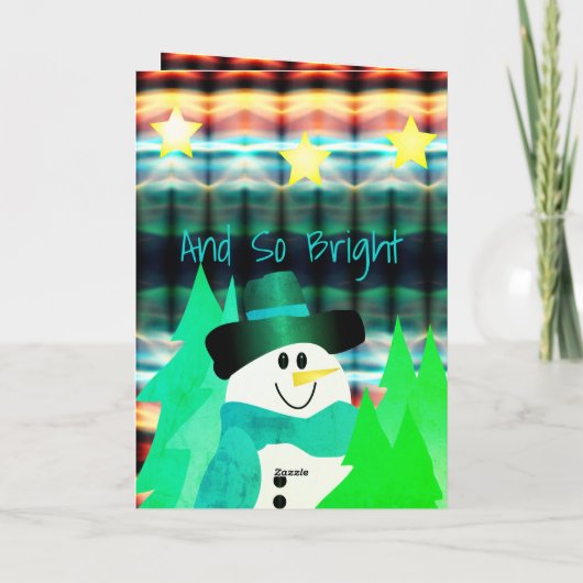 Artsy Snowman Colorful Designer Feestdagen Kaart (Achterkant)