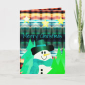 Artsy Snowman Colorful Designer Feestdagen Kaart (Voorkant)