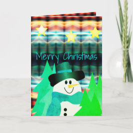 Artsy Snowman Colorful Designer Feestdagen Kaart