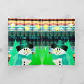 Artsy Snowman Colorful Designer Feestdagen Kaart (Binnen)