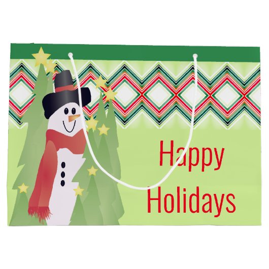 Artsy Snowman ontworpen Groot Cadeauzakje (Achterkant)