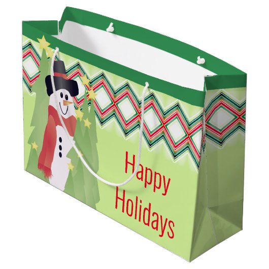 Artsy Snowman ontworpen Groot Cadeauzakje (Achterkant Gekanteld)