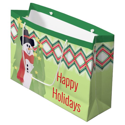 Artsy Snowman ontworpen Groot Cadeauzakje (Voorkant Gekanteld)