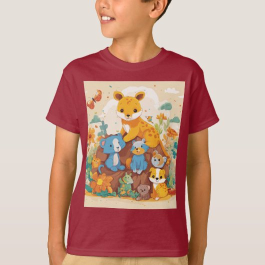 Artsy speels Kinder dier T-shirt ontwerp (Voorkant)