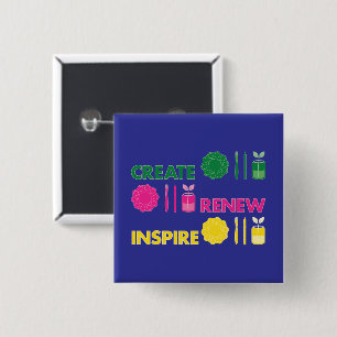 Artsy Spring Knolling Knop Vierkante Button 5,1 Cm
