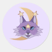 Artsy Star Cat Whimsigoth Ronde Sticker (Voorkant)
