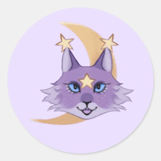 Artsy Star Cat Whimsigoth Ronde Sticker (Voorkant)