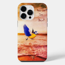 Artsy strand scene Vogel Zee iPhone 14 Pro Max Hoesje