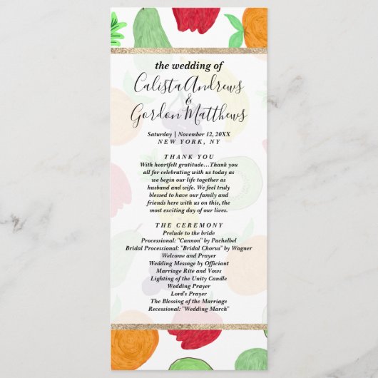 Artsy Summer Colorful Acryllic Fruit Patroon Programmakaart (Voorkant)