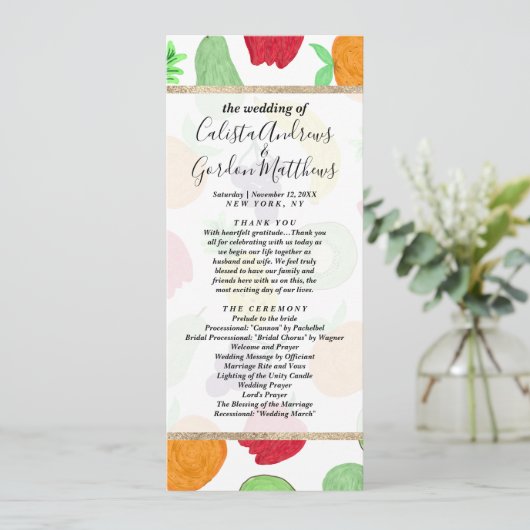Artsy Summer Colorful Acryllic Fruit Patroon Programmakaart (Staand voorkant)