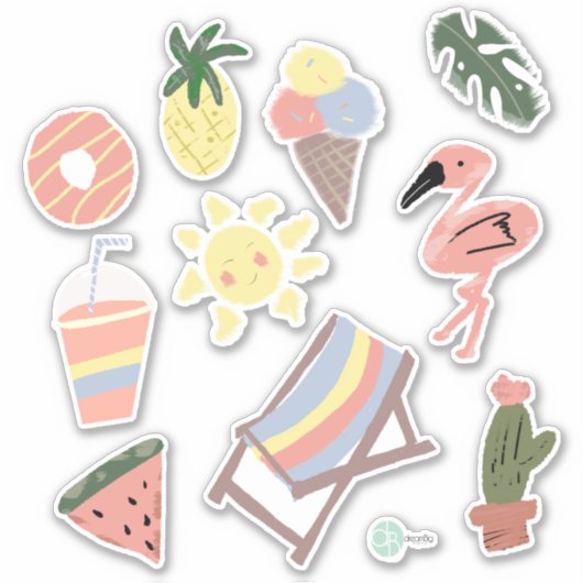 Artsy Summer Fun Tropical Planner Stickers (Voorkant)