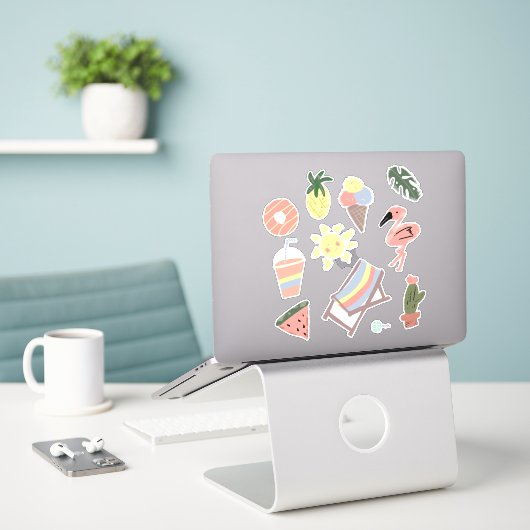 Artsy Summer Fun Tropical Planner Stickers (Laptop op bureau)