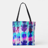 Artsy Summer Pink Blue Colorful Tie Patroon Tote Bag (Achterkant)
