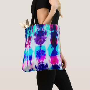Artsy Summer Pink Blue Colorful Tie Patroon Tote Bag