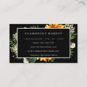 Artsy Sunflower Floral Black Visitekaartje (Achterkant)