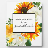 Artsy Sunflower Floral Guestbook Sign Easel Fotoplaat (Voorkant)