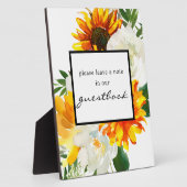 Artsy Sunflower Floral Guestbook Sign Easel Fotoplaat (Zijkant)
