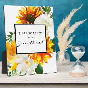 Artsy Sunflower Floral Guestbook Sign Easel Fotoplaat