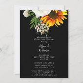 Artsy Sunflower Floral Rehearsal Dinner - Zwart Kaart (Voorkant)