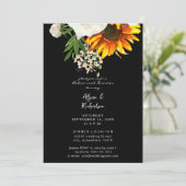 Artsy Sunflower Floral Rehearsal Dinner - Zwart Kaart (Staand voorkant)