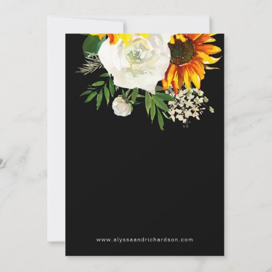 Artsy Sunflower Floral Rehearsal Dinner - Zwart Kaart (Achterkant)