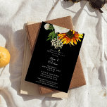 Artsy Sunflower Floral Rehearsal Dinner - Zwart Kaart<br><div class="desc">Bereid je gasten voor op de geweldige bruiloft met deze artsy sunflower floral repesal maaltijd uitnodiging.</div>