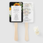 Artsy Sunflower Floral Wedding Ceremony Programme2 Handwaaier (Voorkant en achterkant)