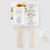 Artsy Sunflower Floral Wedding Ceremony Programme  Handwaaier (Voorkant en achterkant)