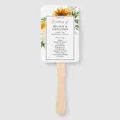 Artsy Sunflower Floral Wedding Ceremony Programme  Handwaaier (Voorkant)