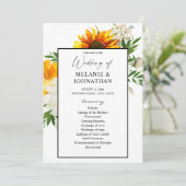 Artsy Sunflower Floral Wedding Ceremony Programme  Kaart (Staand voorkant)