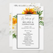 Artsy Sunflower Floral Wedding Ceremony Programme  Kaart (Voorkant / Achterkant)