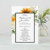 Artsy Sunflower Floral Wedding Ceremony Programme Kaart (Staand voorkant)