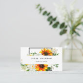 Artsy Sunflower Floral - White 2 Visitekaartje (Staand voorkant)