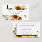 Artsy Sunflower Floral - White 2 Visitekaartje (Voorkant / Achterkant)