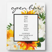 Artsy Sunflower White Floral Bar Sign Easel Fotoplaat (Voorkant)