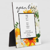 Artsy Sunflower White Floral Bar Sign Easel Fotoplaat (Zijkant)