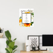 Artsy Sunflower White Floral Bar Sign Poster (Thuiskantoor)