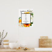 Artsy Sunflower White Floral Bar Sign Poster (Keuken)