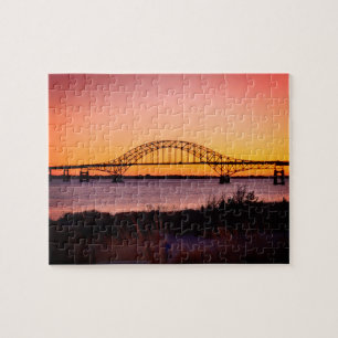 Artsy Sunset aan de Beach en Robert Moses Bridge Legpuzzel