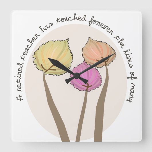 Artsy Trees Clock, docent in ruste Vierkante Klok (Voorkant)