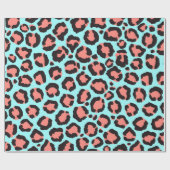 Artsy Trendy Coral Mint Blauwgroen Leopard Animal  Cadeaupapier (Vlak)