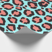 Artsy Trendy Coral Mint Blauwgroen Leopard Animal  Cadeaupapier (Hoek)