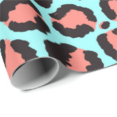 Artsy Trendy Coral Mint Blauwgroen Leopard Animal  Cadeaupapier (Rol Hoek)