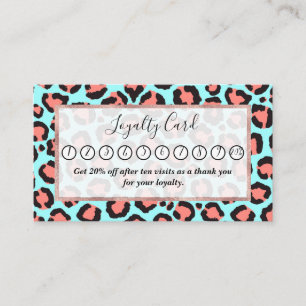 Artsy Trendy Coral Mint Blauwgroen Leopard Animal Klantenkaartje