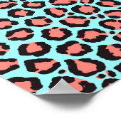 Artsy Trendy Coral Mint Blauwgroen Leopard Animal  Poster (Hoek)