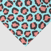 Artsy Trendy Coral Mint Blauwgroen Leopard Animal Tissuepapier (Detail)