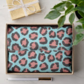 Artsy Trendy Coral Mint Blauwgroen Leopard Animal Tissuepapier (Geschenk)