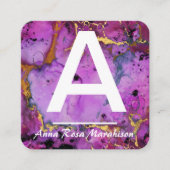 *~* Artsy Trendy INITIAAL GOLD QR LOGO FOTO Vierkante Visitekaartje (Voorkant)