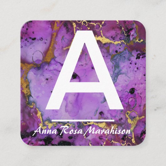 *~* Artsy Trendy INITIAAL GOLD QR LOGO FOTO Vierkante Visitekaartje (Voorkant)